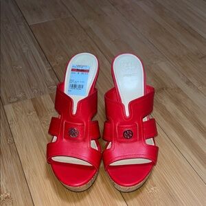 Guess Red Leather Mules